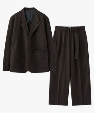 린넨 싱글 블레이저 브라운