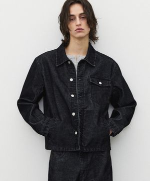 워시드 코듀로이 자켓 블랙