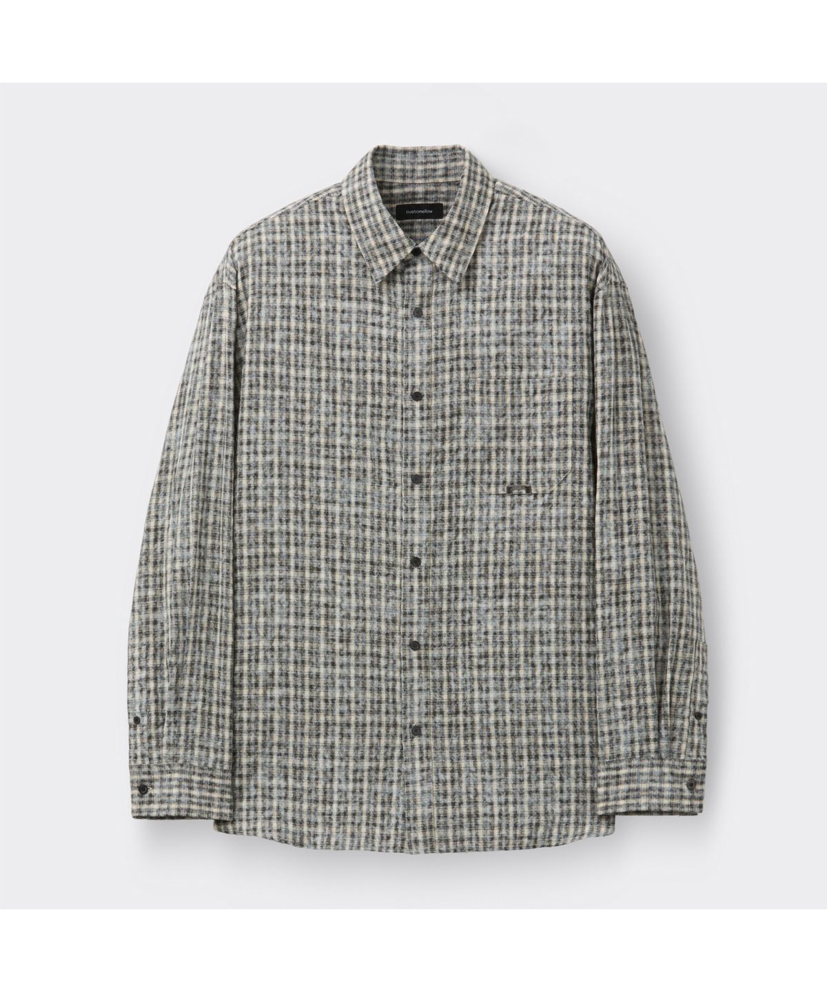 커스텀멜로우(CUSTOMELLOW) Black Oversized Fit Check Shirt CWSAM26205BKX