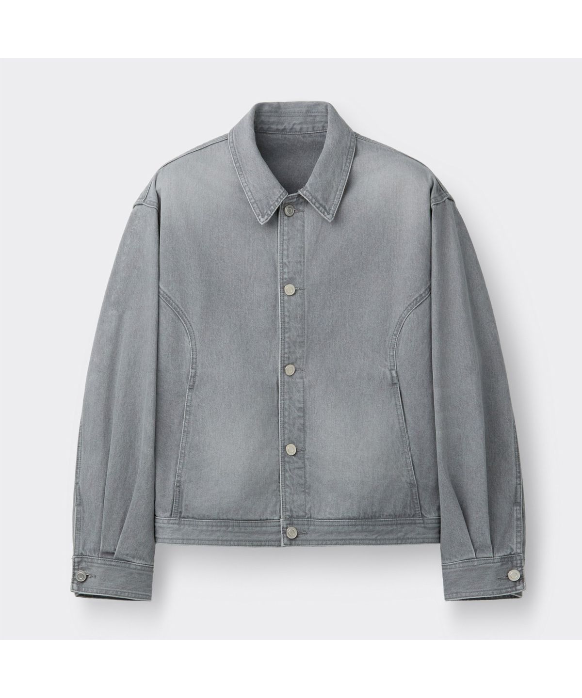 커스텀멜로우(CUSTOMELLOW) Grey Curved Line Vintage Denim Shirt CWSAM26192GYX