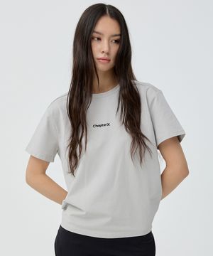 스파인 라인 컷팅 크롭 티셔츠 (Grey)