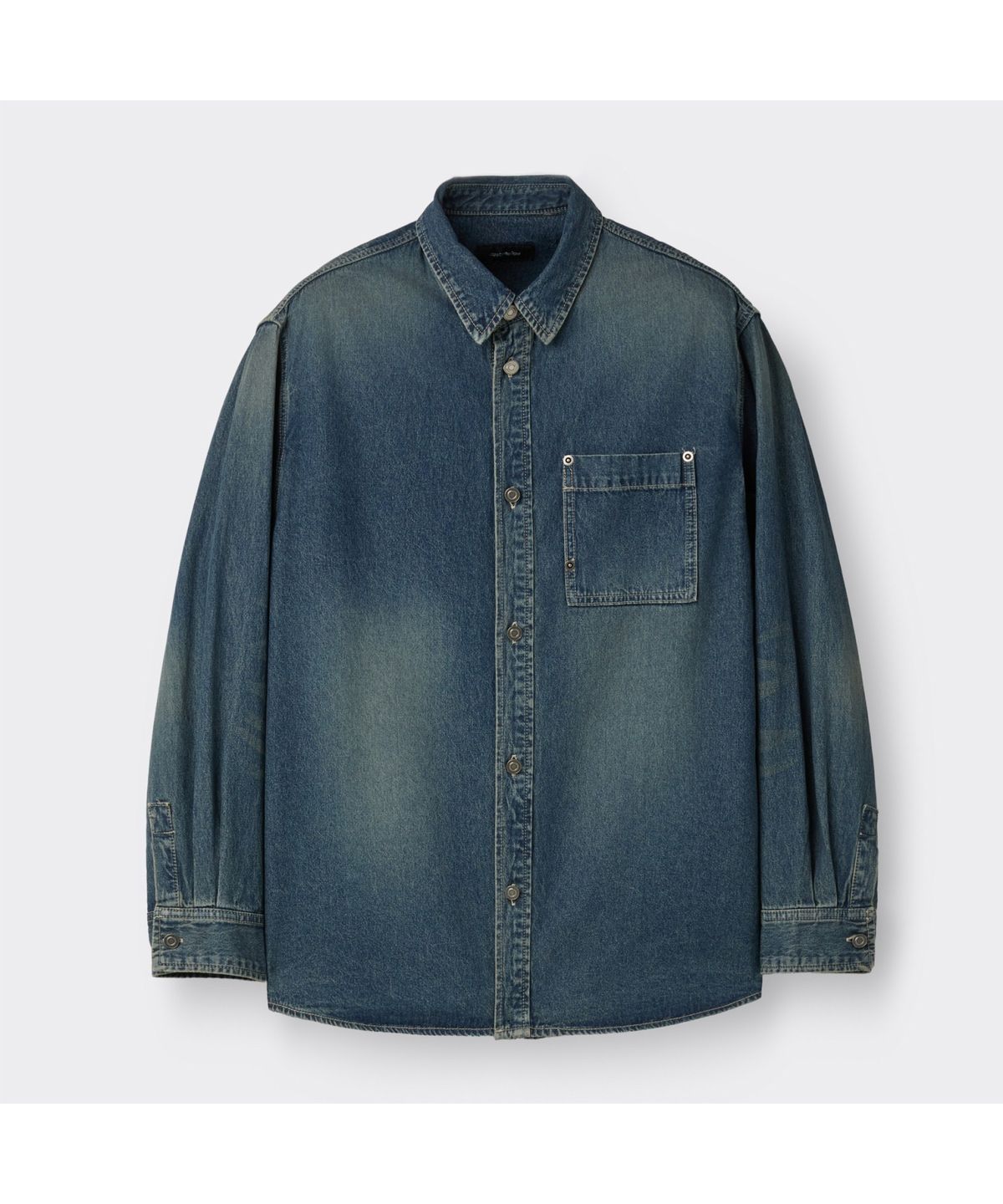 커스텀멜로우(CUSTOMELLOW) Blue Regular Fit Pocket Detail Denim Shirt CWSAM26223BUX
