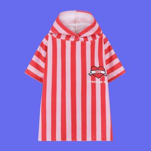 아기 후드 타올 하트 레드