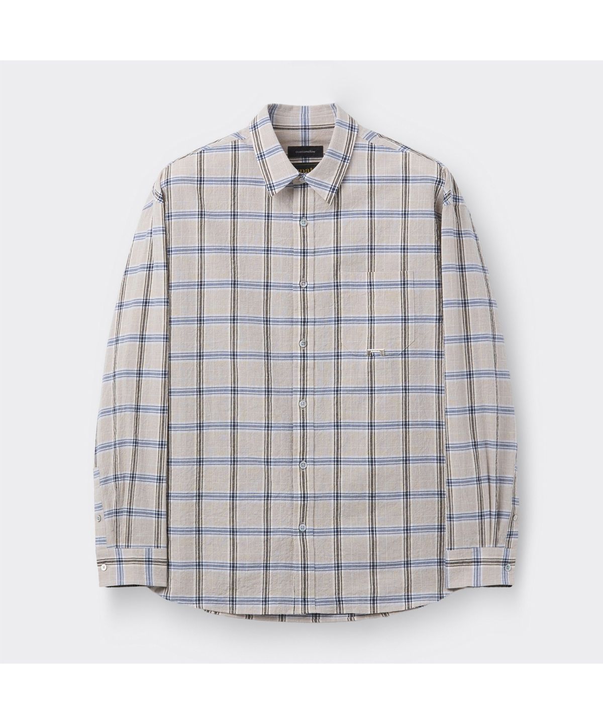 커스텀멜로우(CUSTOMELLOW) Ivory Oversized Fit Check Shirt CWSAM26202IVX