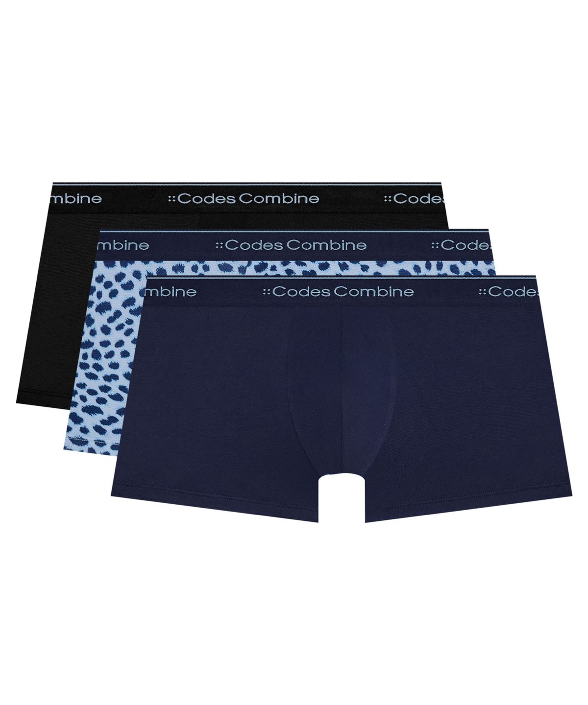 코데즈컴바인 이너웨어(CODES COMBINE INNERWEAR) 레오파드 인 블루 에어로쿨 메쉬 드로즈 3PACK