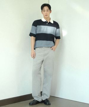 [COUTURE]그레이 세미 와이드 피그먼트 코튼 팬츠