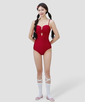 UPF 50+ 자외선차단 버터플라이 모노키니_레드