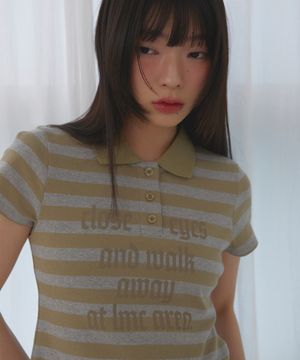 WM LETTERING STRIPE COLLAR TEE olive