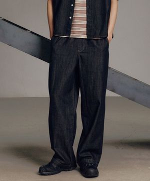 린넨 라이크 풀 밴딩 와이드 데님 팬츠 - 3color
