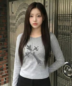 아심 크로스 슬림핏 롱슬리브 (그레이)