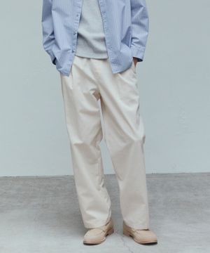 [ON]린넨 혼방 와이드 원턱 풀 밴딩 데일리 코튼 팬츠 - 3color