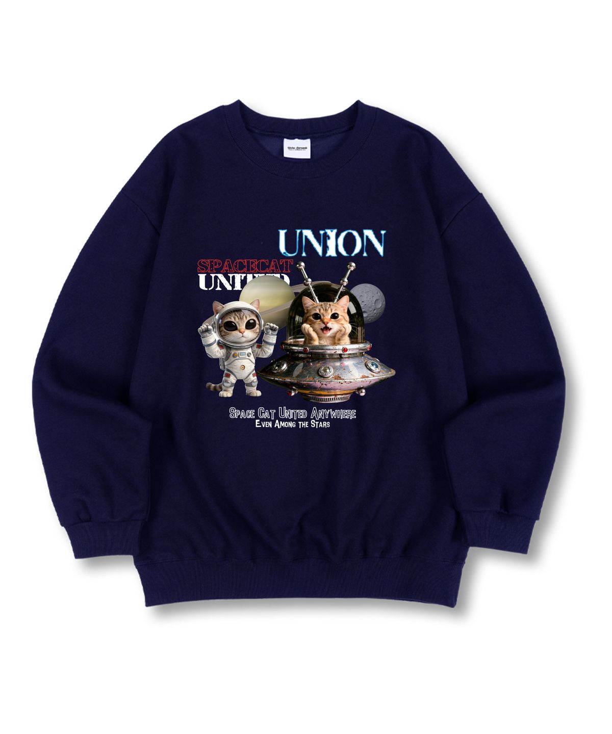 유니온가먼츠(UNION GARMENTS) 캣유니버스 특양면 오버핏 맨투맨 티셔츠 4 COLOR