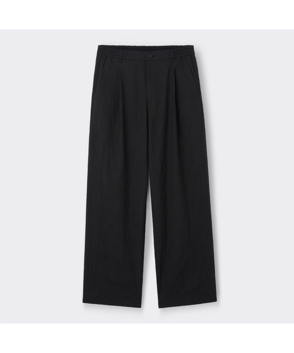 커스텀멜로우(CUSTOMELLOW) Black Loose Fit Tucked Creased Pants CWPAM26431BKX