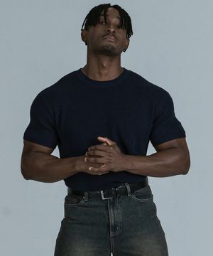 머슬핏 라이트 니트 숏슬리브