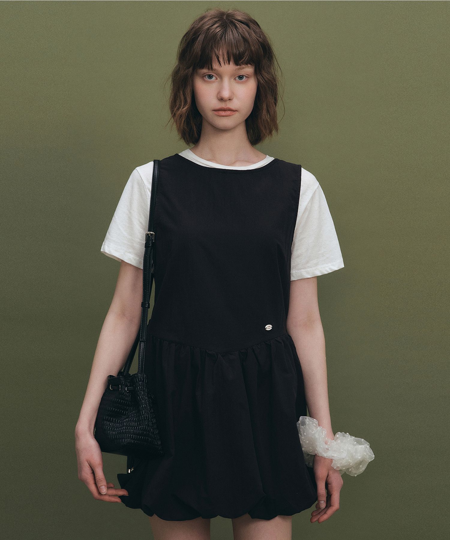 black halo sanibel 2 piece mini dress Black San Gallo Organdy Layered Mini Dress