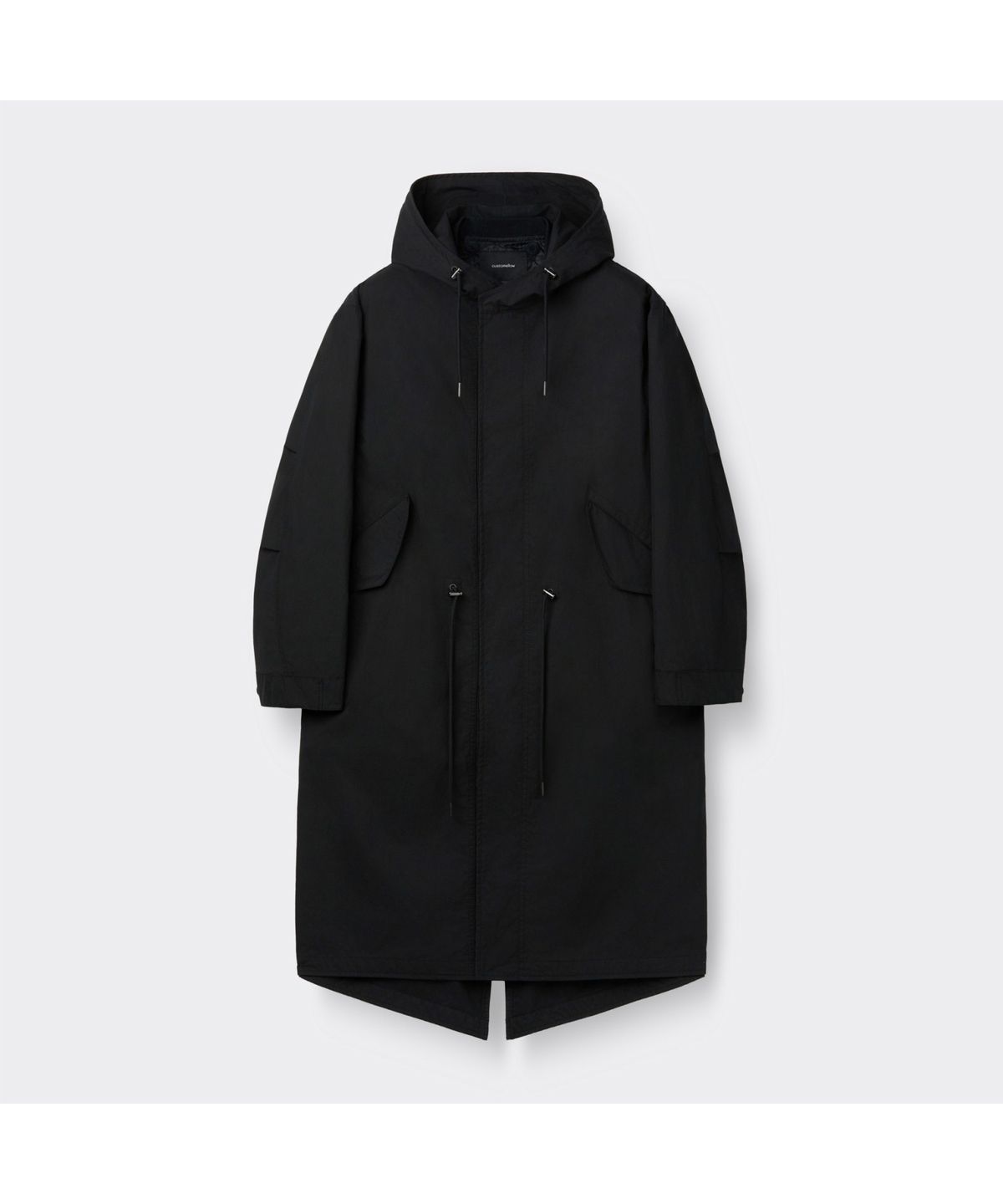 커스텀멜로우(CUSTOMELLOW) Black Detachable Fishtail Hood Coat CWUAS26111BKX