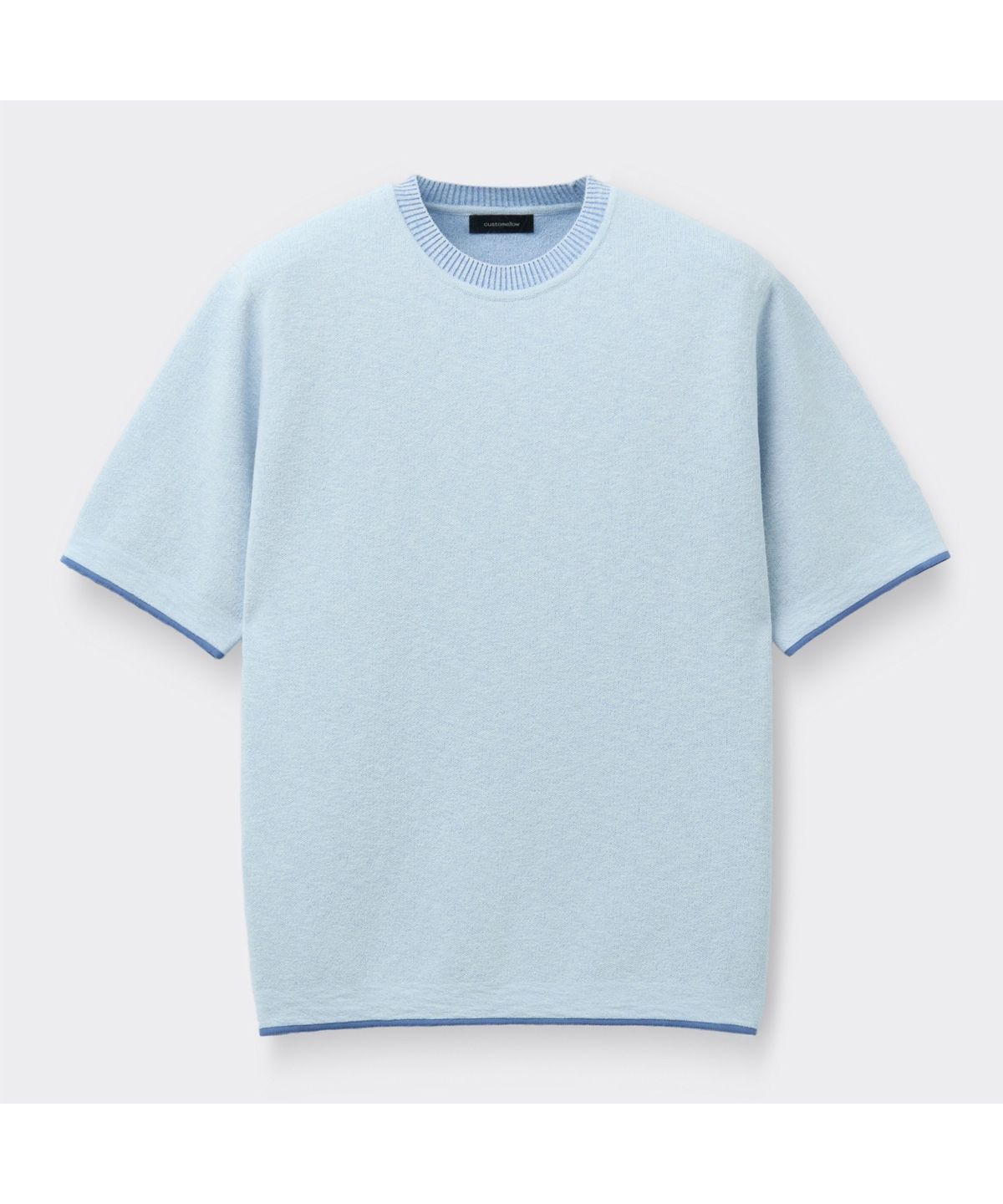 커스텀멜로우(CUSTOMELLOW) Blue Two-Tone Half Round Neck Sweater CWWAM26422BUX