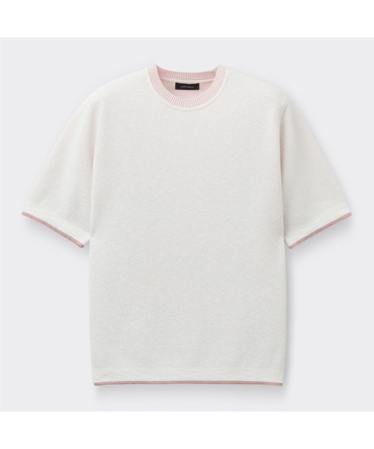 커스텀멜로우(CUSTOMELLOW) Pink Two-Tone Half Round Neck Sweater CWWAM26422PIX