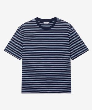 [ON]멀티 스트라이프 크롭 반팔 티셔츠 - 2color