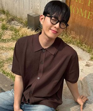 [COUTURE]린넨 혼방 세미 오버핏 카라 반팔 가디건 - 2color