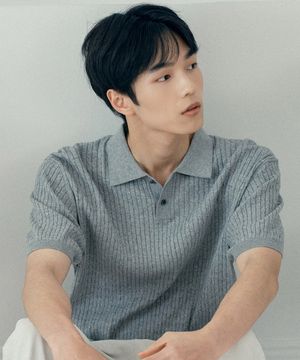 워셔블 케이블 카라 세미 오버핏 반팔 니트 - 2color