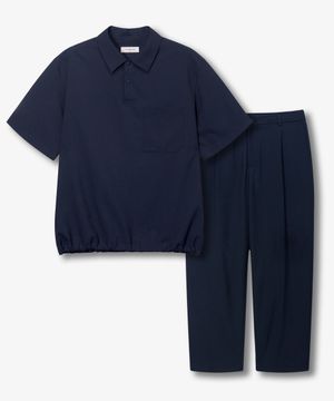 [SET][에어쿨]메쉬 풀 오버 세미 오버핏 반팔 셋업