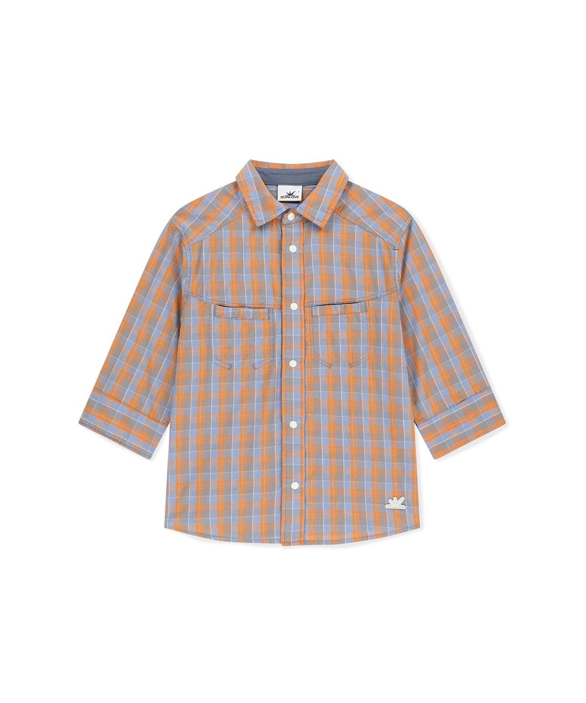 썬러브투어(SUNLOVETOUR) W Plaid 3/4 Sleeve Shirt Orange