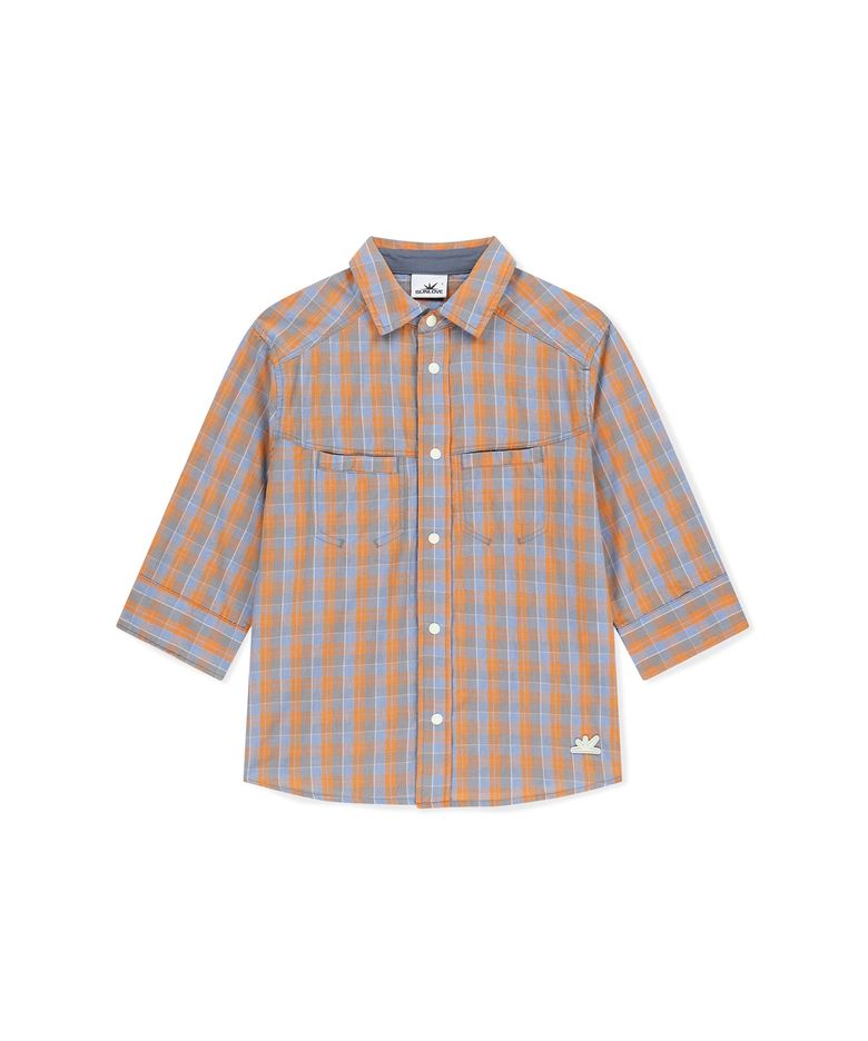 W Plaid 3/4 Sleeve Shirt Orange