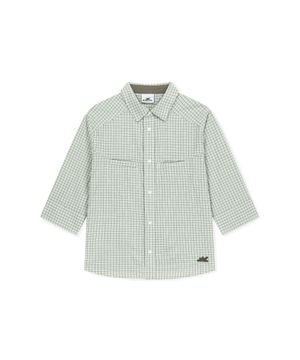W Plaid 3/4 Sleeve Shirt Green