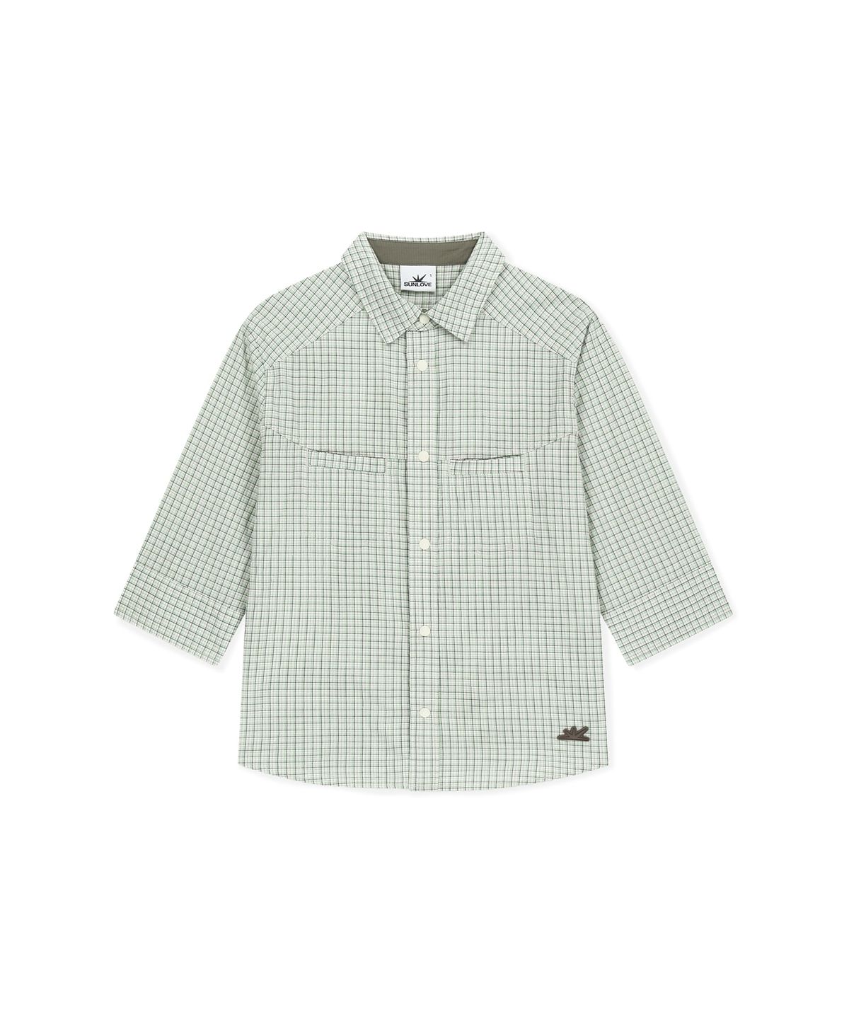 썬러브투어(SUNLOVETOUR) W Plaid 3/4 Sleeve Shirt Green