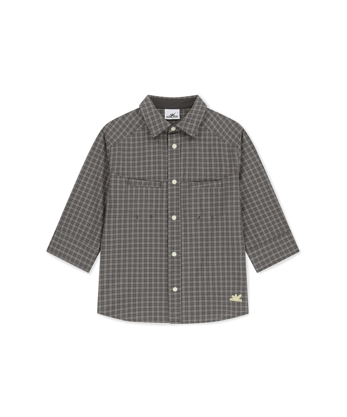 썬러브투어(SUNLOVETOUR) W Plaid 3/4 Sleeve Shirt Grey