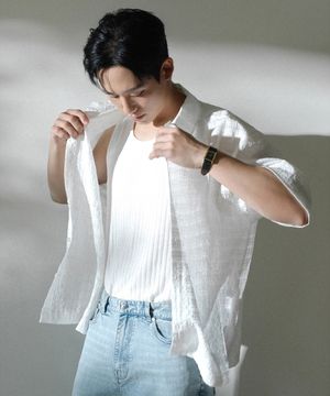 [COUTURE]크로셰 오버핏 반팔 셔츠 - 2color