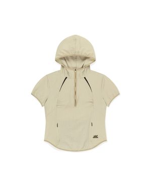 W Soar Half Zip Hooded Top Beige