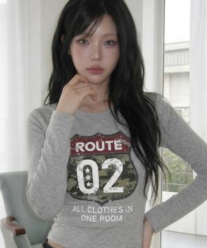 루트 02 슬림핏 롱슬리브 (그레이)