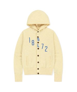 W 1872 Button Up Hoodie Heather Yellow