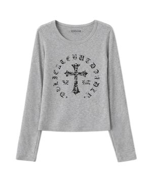 써클 크로스 슬림핏 롱슬리브 (그레이)