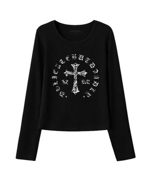 써클 크로스 슬림핏 롱슬리브 (블랙)