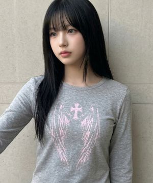 윙 크로스 슬림핏 롱슬리브 (그레이)