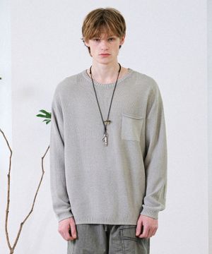 공용 코지 리브 포켓 니트 (DOVE)