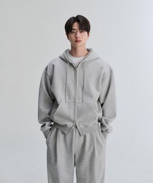 스티치 이중지 후드집업 셋업 (Gray)