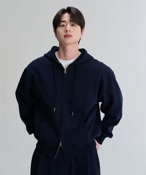 스티치 이중지 후드집업 셋업 (Navy)