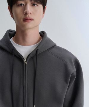 스티치 이중지 후드집업 셋업 (Charcoal)