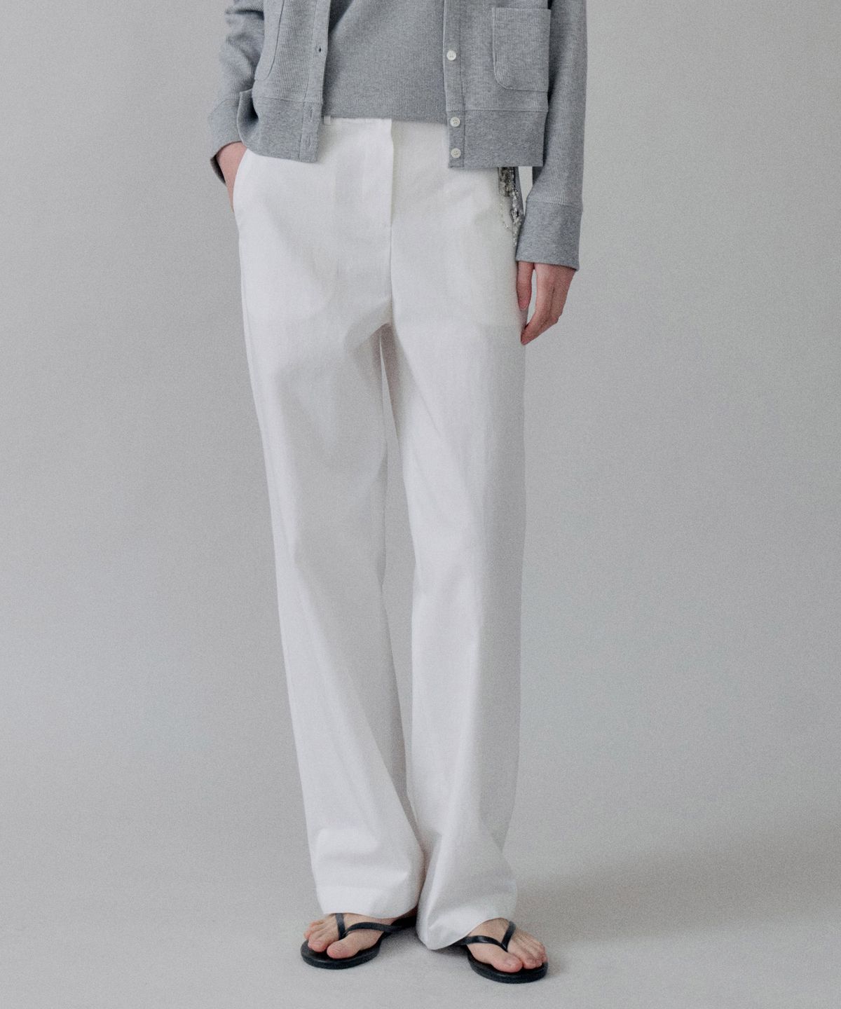 스텝어라운드(STEP AROUND) Cotton Straight Pocket Pants_WHITE