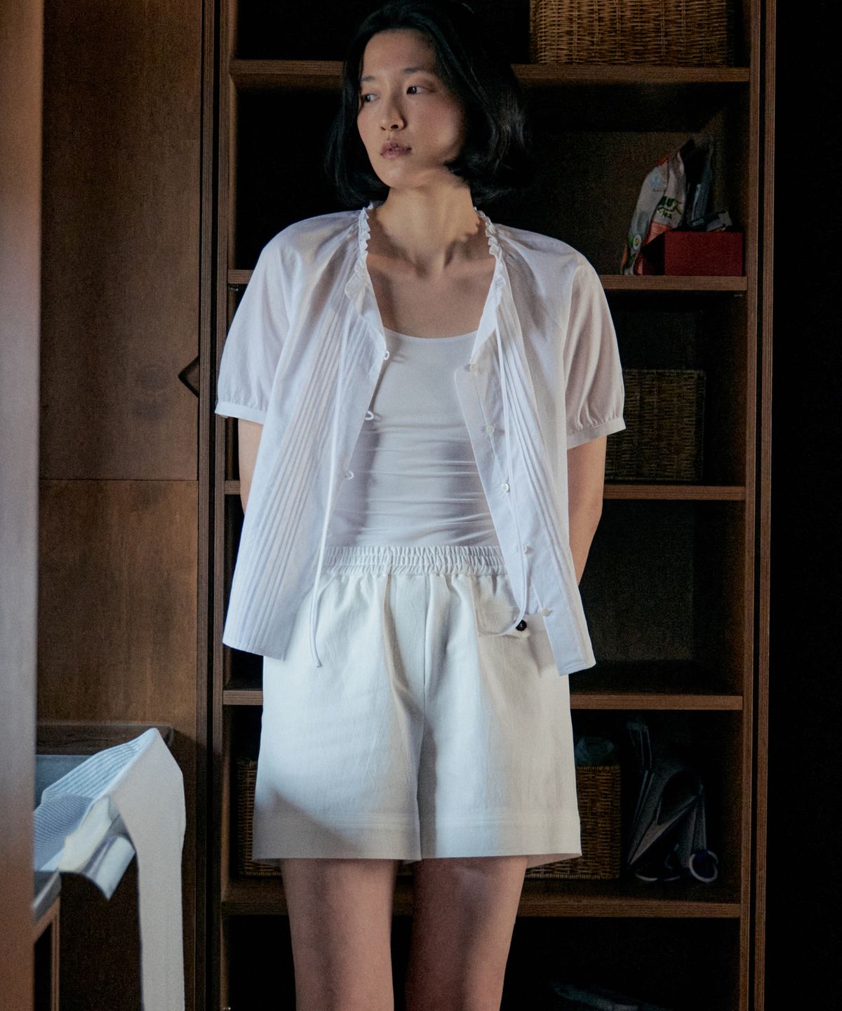 스텝어라운드(STEP AROUND) Soft Cotton Pocket Banding Shorts_WHITE