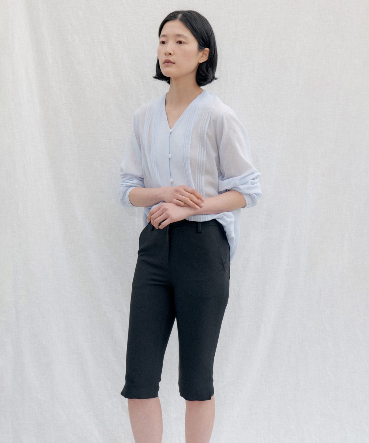 스텝어라운드(STEP AROUND) Stretch Capri Pants_BLACK