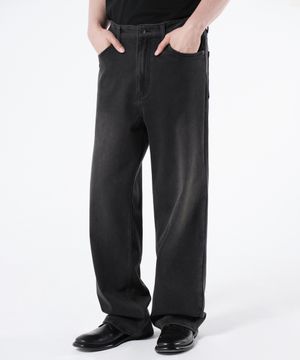 WIDE DENIM SWEAT PANTS [BRUSHED GRAY]