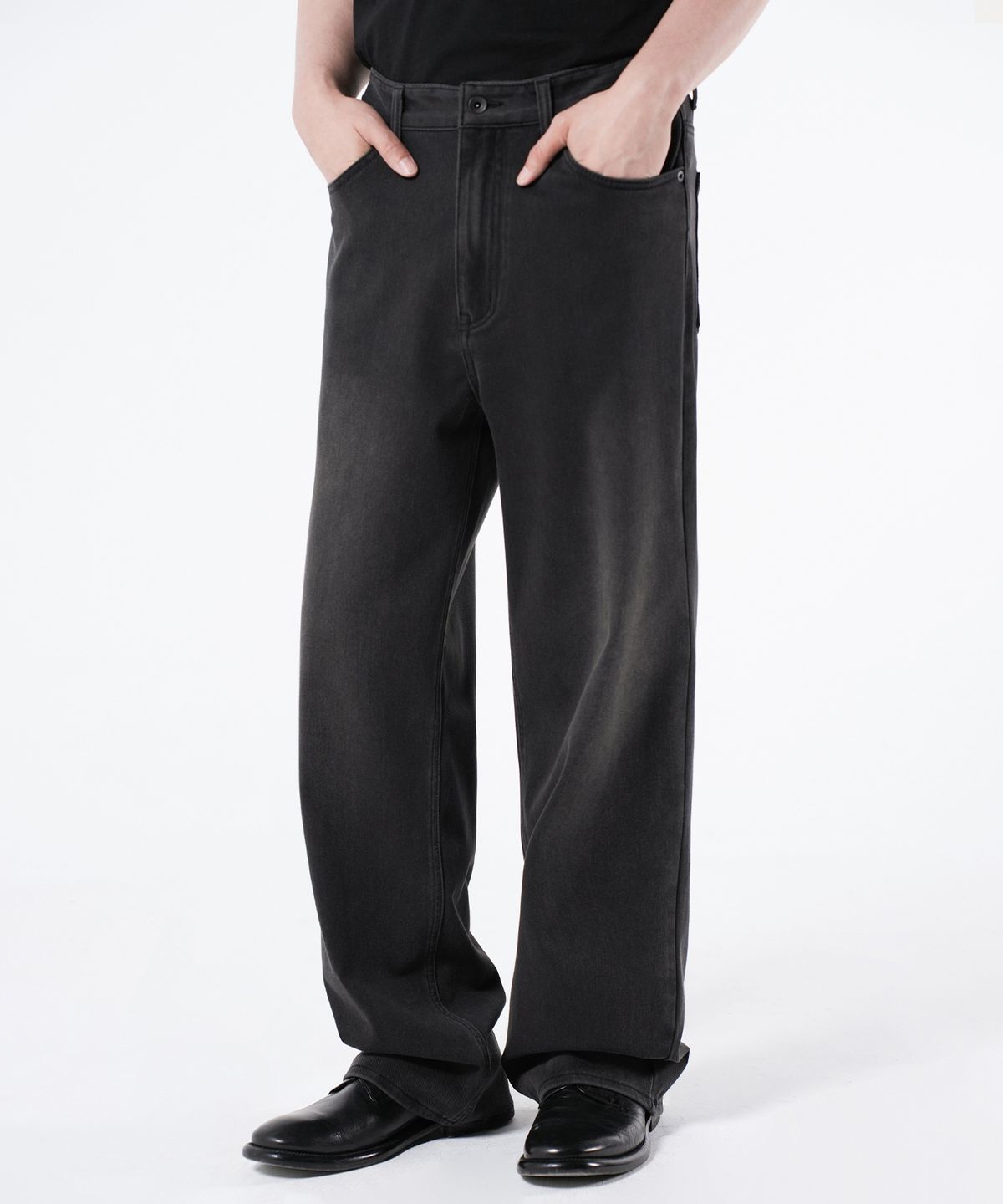 브랜디드(BRANDED) WIDE DENIM SWEAT PANTS [BRUSHED GRAY]