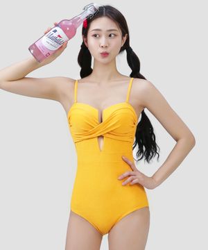 UPF 50+ 자외선차단 버터플라이 모노키니_옐로우