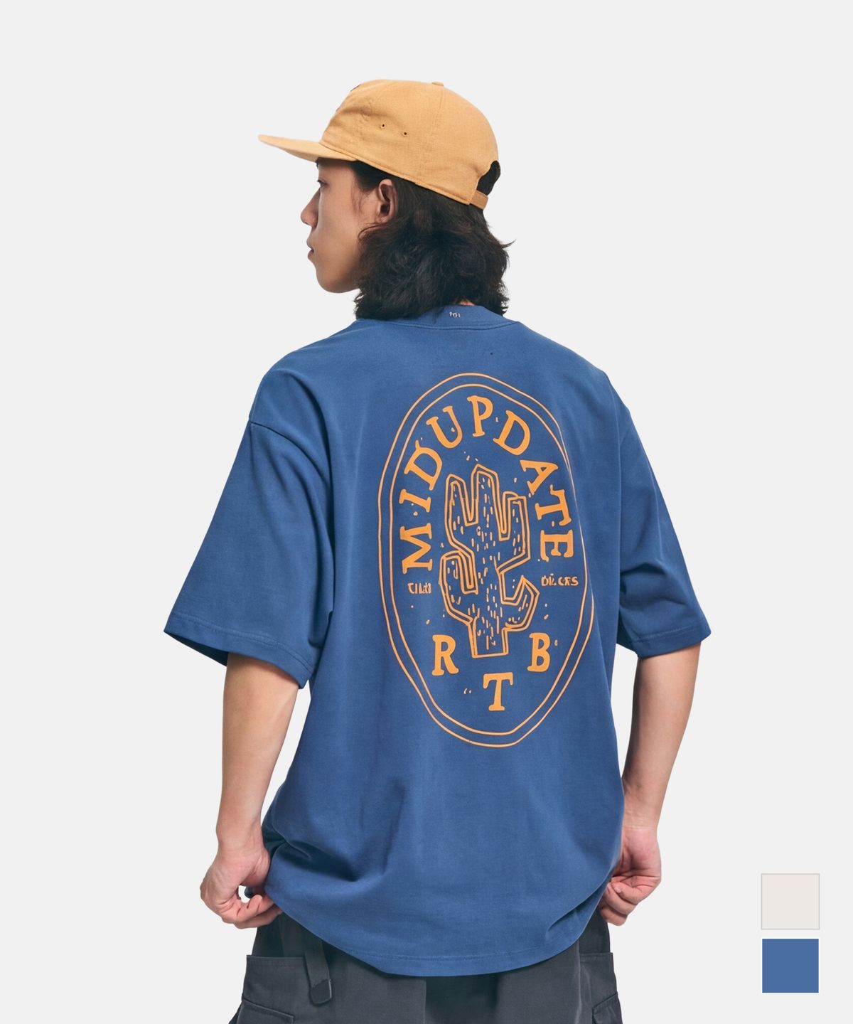 미드업데이트(MIDUPDATE) Mud cactus T shirts Blue