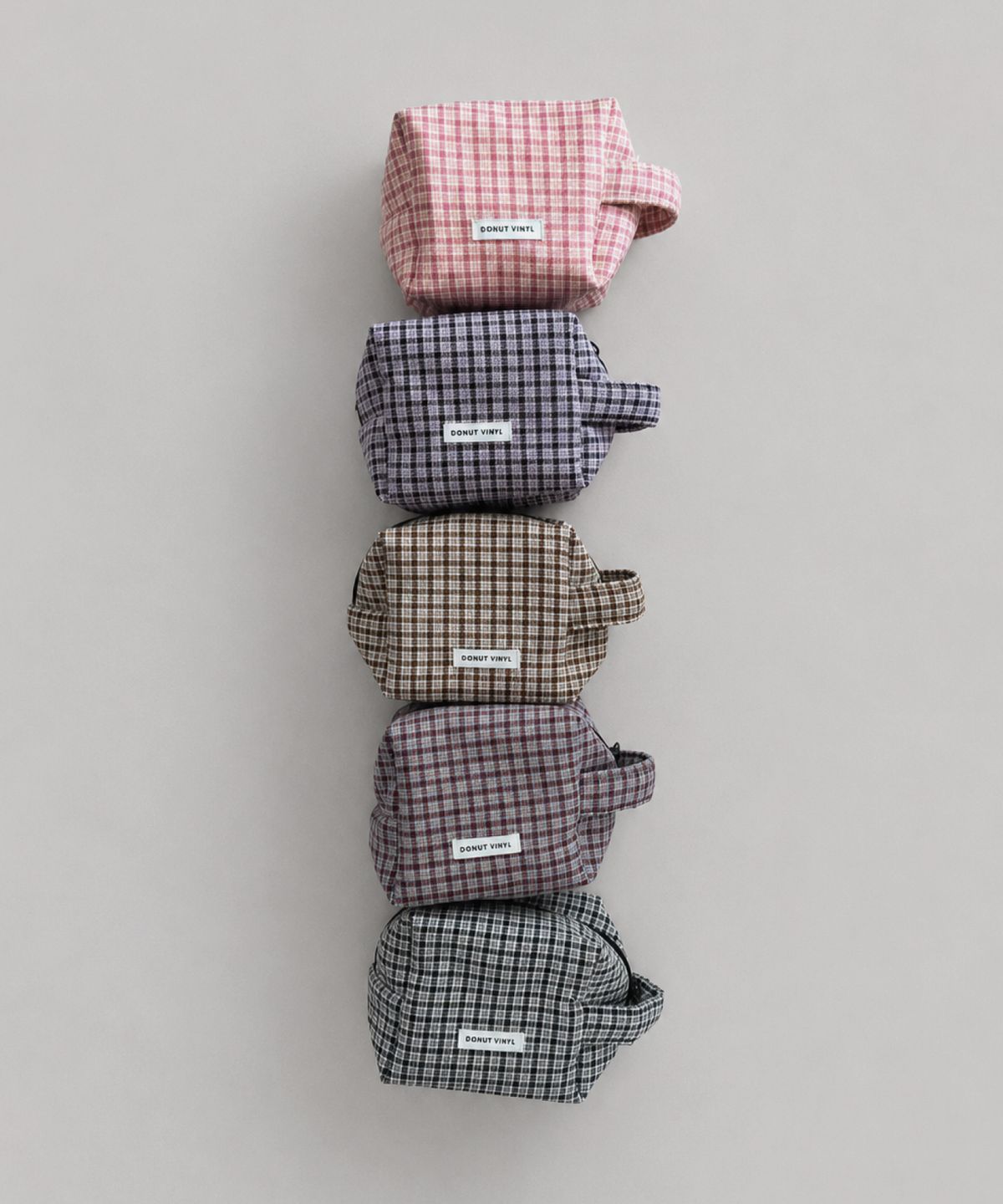 도넛바이닐샵(DONUTVINYLSHOP) check handle cube pouch - S Size (5colors)